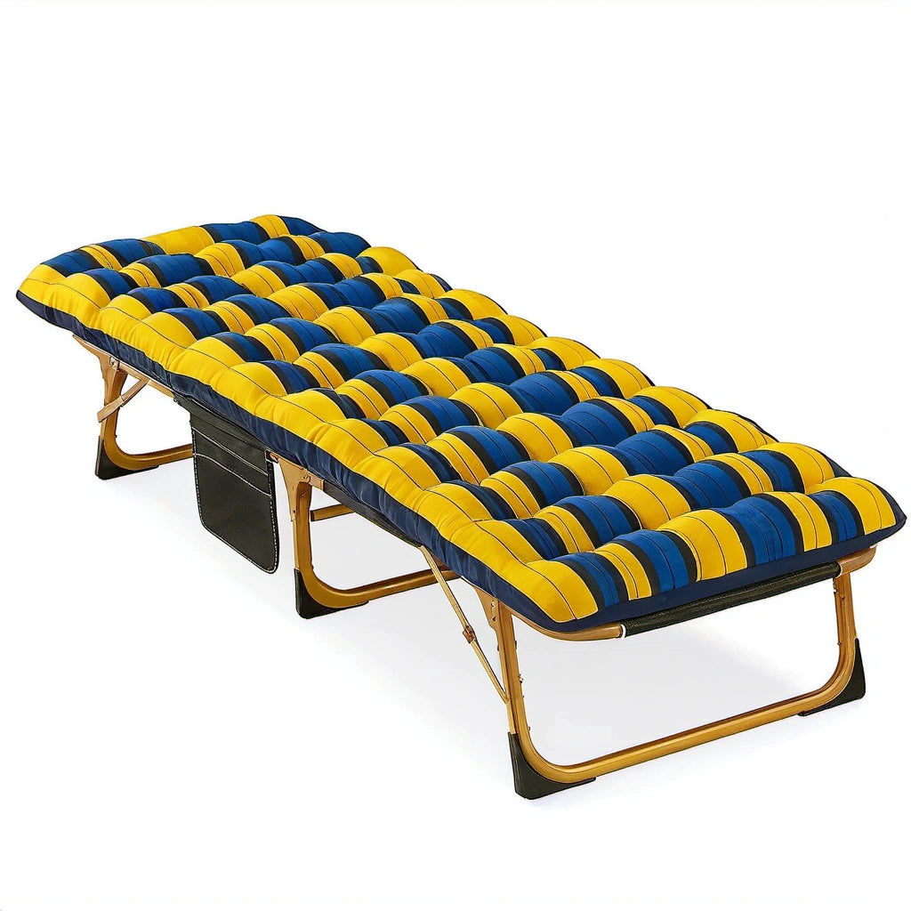 Stahl-Klappliege mit Polyesterbezug Gelb/Blau 190x68x30 cm