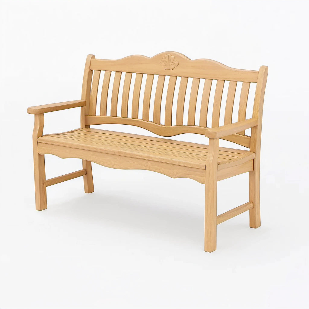 Gartenbank aus Teakholz mit Muscheldetail 150 cm