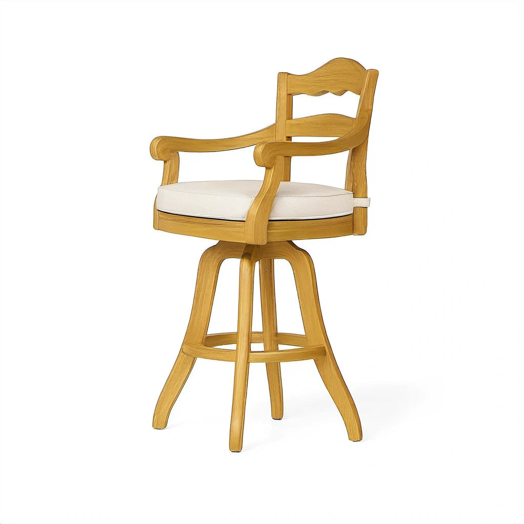 Eichenholz-Drehstuhl mit Polyester-Polster, Natur, 112 cm