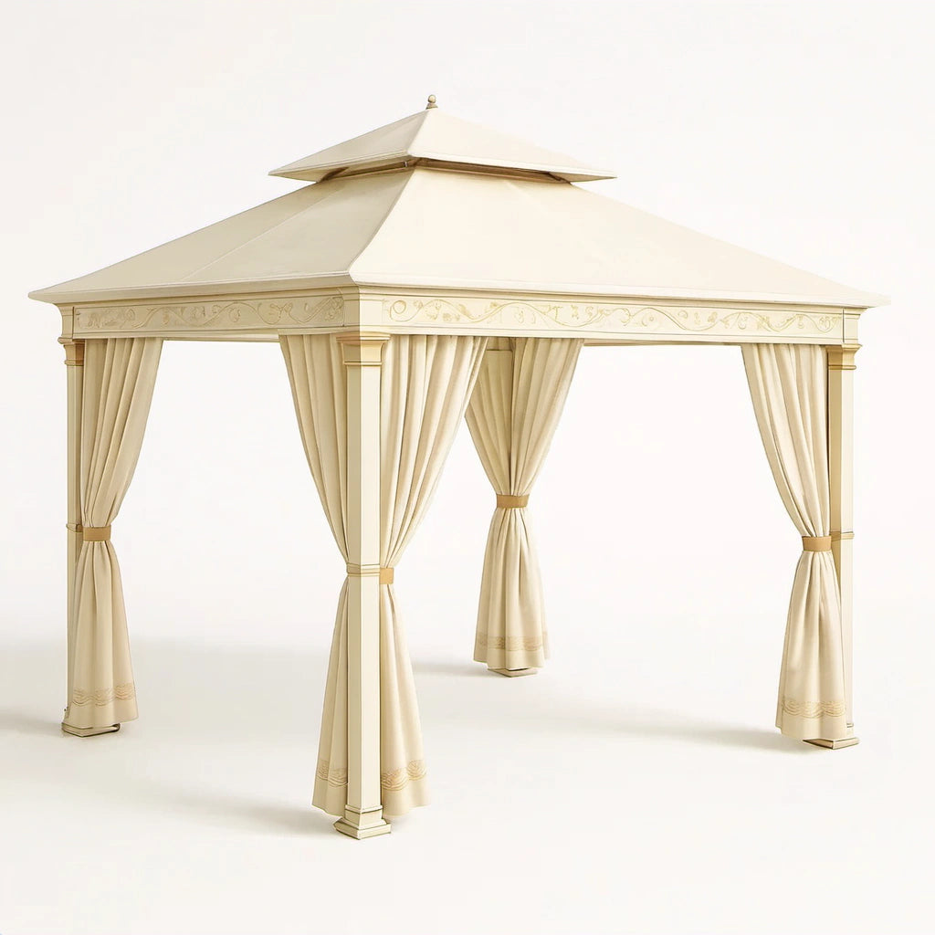 Gartenpavillon aus Stahl und Polyester Beige 3x3m