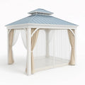 Gartenpavillon aus Aluminium mit Stahlblechdach und Polyester Vorhängen