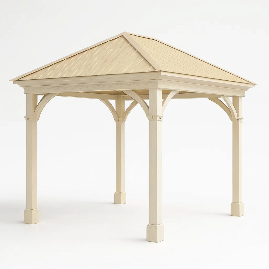 Holzpavillon Beige mit Dach 3m x 3m