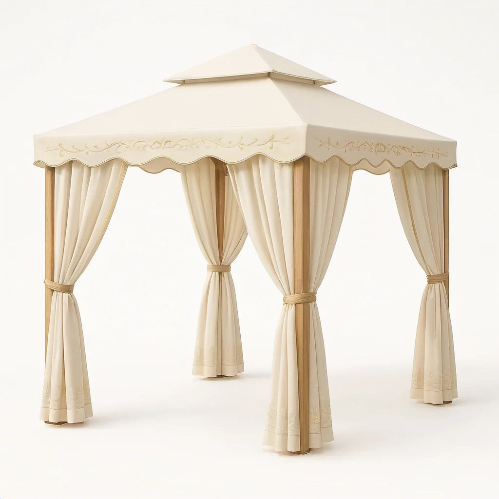 Pavillon Zelt Beige Polyester Holz 300x300x270cm