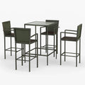 5-teiliges Bistrotisch-Set Metall/Glas Olivgrün