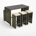 Metall-Esstisch-Set mit 3 Klapphockern Schwarz/Beige