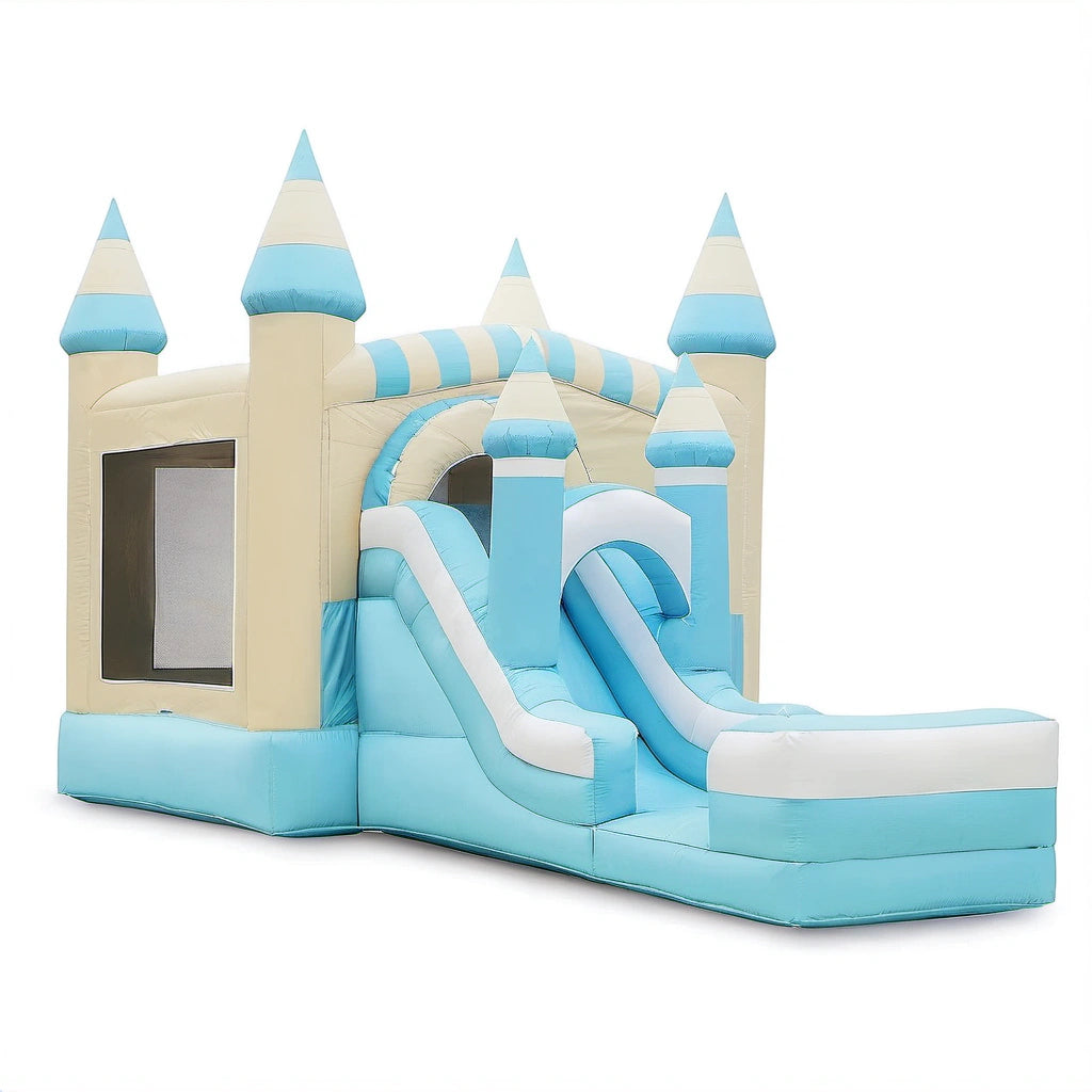 Aufblasbare Hüpfburg Kinder Blau Weiß, PVC, 400x300x250 cm
