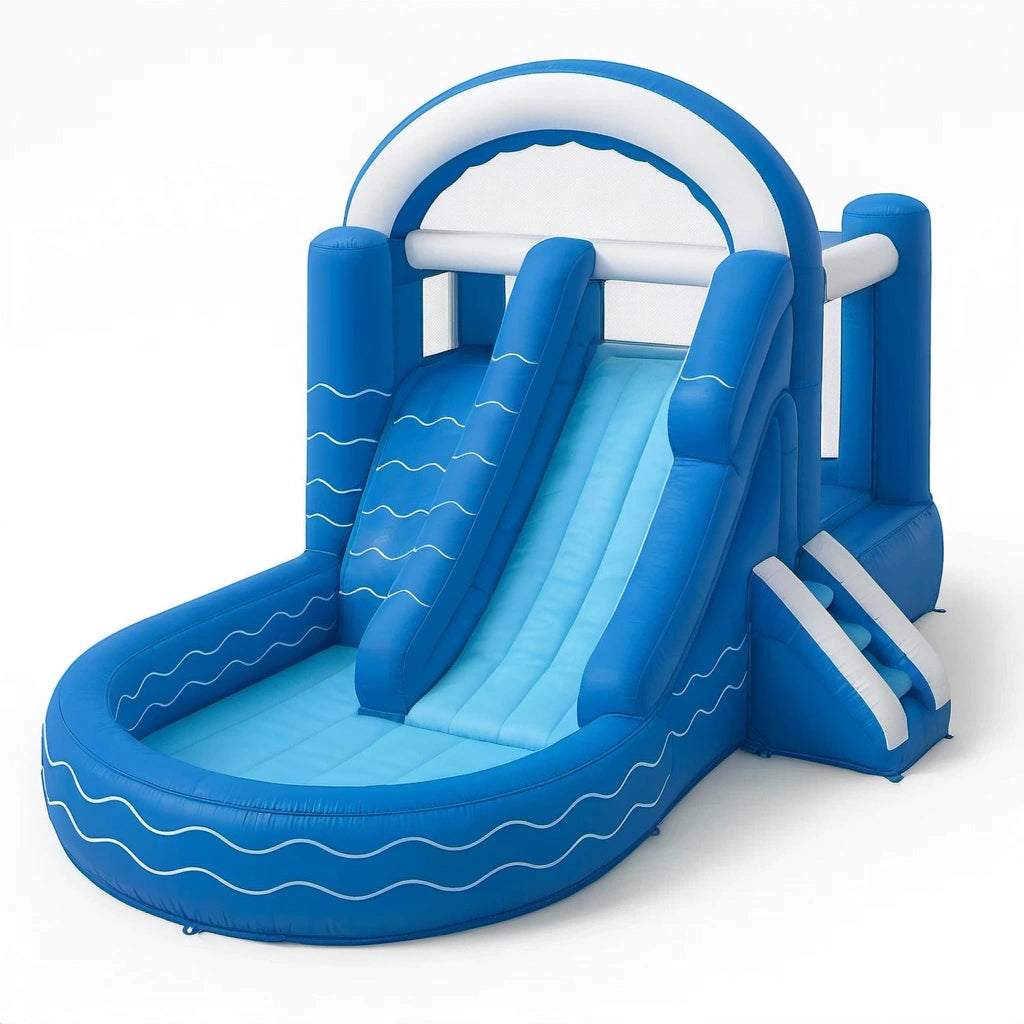 Aufblasbare Kinderrutsche aus PVC mit Pool Blau 365x340x152 cm