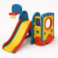 Spielrutsche mit Basketballkorb aus Kunststoff Blau/Rot/Gelb